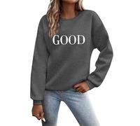 Tuta da donna, casual, a maniche lunghe, da donna, con grafica, girocollo, felpe, maglioni, da donna, con lettere arabe, grigio scuro, XXL