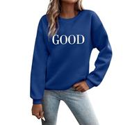 Tuta da donna, casual, a maniche lunghe, da donna, con grafica, girocollo, felpe, maglioni, da donna, con lettere arabe, Blu, M