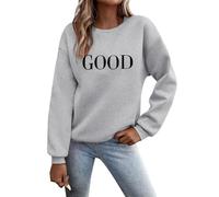 Tuta da donna, casual, a maniche lunghe, da donna, con grafica, girocollo, felpe, maglioni, da donna, con lettere arabe, grigio., XL