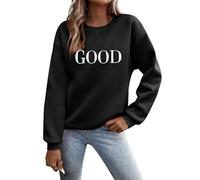 Tuta da donna, casual, a maniche lunghe, da donna, con grafica, girocollo, felpe, maglioni, da donna, con lettere arabe, Nero , S