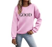Tuta da donna, casual, a maniche lunghe, da donna, con grafica, girocollo, felpe, maglioni, da donna, con lettere arabe, Colore: rosa., XL