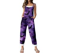 Tuta da donna con stampa digitale 3D, con bretelle, ampia, casual, per serate, Halloween, cosplay, vacanze, casa, ufficio, estate, autunno, tessuto leggero e confortevole