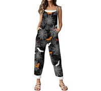 Tuta da donna con stampa digitale 3D, con bretelle, ampia, casual, per serate, Halloween, cosplay, vacanze, casa, ufficio, estate, autunno, tessuto leggero e confortevole