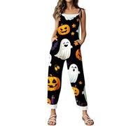 Tuta da donna con stampa digitale 3D, con bretelle, ampia, casual, per serate, Halloween, cosplay, vacanze, casa, ufficio, estate, autunno, tessuto leggero e confortevole