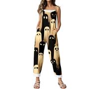 Tuta da donna con stampa digitale 3D, con bretelle, ampia, casual, per serate, Halloween, cosplay, vacanze, casa, ufficio, estate, autunno, tessuto leggero e confortevole