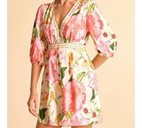 Tuta da donna con stampa floreale, scollo a V profondo e maniche a pipistrello - Outfit da concerto country - Abiti da hoco - Top basic/da uscire per donne - Abbigliamento autunnale per donne L,M,S,XL