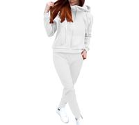 Tuta da donna con stampa Leopardo Abiti Maglione con Cappuccio e Jogging Pantaloni Set di Sport Palestra Atletica Fitness Tenuta 2 Pezzi Tracksuit Set Loungewear Grande Taglia Abbigliamento, 01#bianco