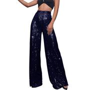 Tuta da donna corta da donna, a vita alta, larga, larga, alla moda, casual, per attività all'aria aperta, 40, Blu scuro, 4XL