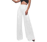 Tuta da donna corta da donna, a vita alta, larga, larga, alla moda, casual, per attività all'aria aperta, 40, bianco, 5XL