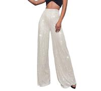 Tuta da donna corta da donna, a vita alta, larga, larga, alla moda, casual, per attività all'aria aperta, 40, argento, 5XL