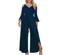 Tuta Da Donna Elegante Da Cerimonia Jumpsuit Tutina Lunghe a Gamba Larga Pantaloni Con Cintura Lungo Elegante Senza Maniche Jumpsuit Abito Monopezzo Monospalla Cocktail Sera Playsuit Overall Romper
