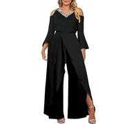 Tuta Da Donna Elegante Da Cerimonia Jumpsuit Tutina Lunghe a Gamba Larga Pantaloni Con Cintura Lungo Elegante Senza Maniche Jumpsuit Abito Monopezzo Monospalla Cocktail Sera Playsuit Overall Romper