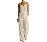 Tuta da donna elegante, estiva, per feste, matrimoni, beige., 3XL