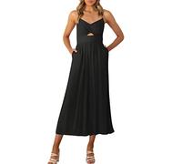 Tuta da donna elegante, salopette a gamba larga, tuta per pantaloni, tuta camisole con elastico in vita, con tasche, senza spalline, bavaglino alla moda, abbigliamento da spiaggia, Nero , xxl