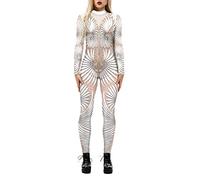 Tuta da donna elegante, stampa 3D, tutina estiva da donna, a collo alto, a maniche lunghe, alla moda, alla moda, da donna, casual, a maniche lunghe, elegante, per attività all'aperto, Y2K Streetwear,