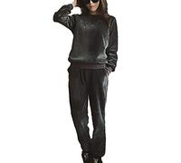 Tuta da Donna in Velluto 2 Pezzi Abbigliamento da casa Joggers Completi Abbigliamento Sportivo a Maniche Lunghe Tute Calde
