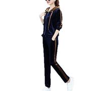 Tuta da Donna in Velluto Completo con Zip Intera Felpa con Cappuccio Completo da 2 Pezzi Tuta da Donna Tuta da casa in Velluto