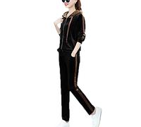 Tuta da Donna in Velluto Completo con Zip Intera Felpa con Cappuccio Completo da 2 Pezzi Tuta da Donna Tuta da casa in Velluto