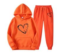Tuta da donna invernale, comoda tuta da jogging, oversize, Colore: arancione., S