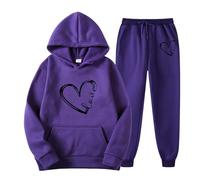 Tuta da donna invernale, comoda tuta da jogging, oversize, Lilla, 3XL