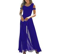 Tuta da Donna Lunga con Scollo Rotondo e Senza Spalline Set di Pantaloni da Lavoro Matrimonio Elegante Tuta a Rete a Vita Alta Set di Pantaloni Dritti Set da Matrimonio per Le (Blu,M)