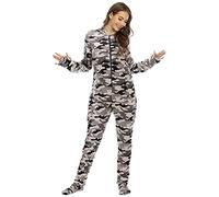 Tuta da donna morbida per Natale, pigiama da donna con piedi, tuta intera invernale da casa, tuta intera con chiusura a strappo, grigio., S