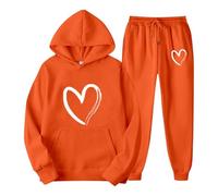 Tuta da donna per il tempo libero Completi Sportivi Leggero 2 Pezzi Due Cotone Jogging Completo Palestra Sportivo Ginnastica Curvy Felpa con Cappuccio e Pantaloni Larghi Autunno Inverno