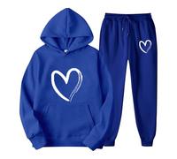 Tuta da donna per il tempo libero elegante Tute Ginnastica Invernale con Cappuccio 2 Pezzi Set Training Felpa e Pantalone Casa Curvy Taglie Forti