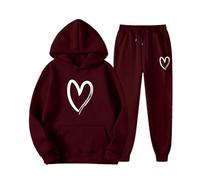 Tuta da donna per il tempo libero elegante Tute Ginnastica Invernale con Cappuccio 2 Pezzi Set Training Felpa e Pantalone Casa Curvy Taglie Forti