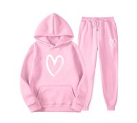 Tuta da donna per il tempo libero elegante Tute Ginnastica Invernale con Cappuccio 2 Pezzi Set Training Felpa e Pantalone Casa Curvy Taglie Forti
