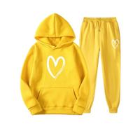 Tuta da donna per il tempo libero elegante Tute Ginnastica Invernale con Cappuccio 2 Pezzi Set Training Felpa e Pantalone Casa Curvy Taglie Forti
