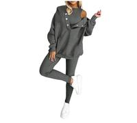 Tuta da donna per il tempo libero Set Salotto Ginnastica Jogging Fitness Tracksuit Leggero Autunno Inverno Curvy Pullover Felpa Senza Cappuccio E Pantaloni di con Felpata Invernale