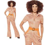 Tuta Da Donna Retro Autentica Anni '70 Chic Costume Elegante S-XL