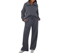 Tuta da donna Set completo Autunno Lounge Wear Set Manica Lunga Mezza Zip Casual Pullover Top e Pantaloni da jogging con tasche Activewear Abiti a due pezzi Eleganti Tute Comfort Leggero Primavera