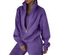 Tuta da donna Set completo Lounge Wear Set 2 pezzi da donna in pile tute comode a maniche lunghe Activewear con zip cappotto top pantaloni set moda casual tuta termica autunno inverno, 7, XL