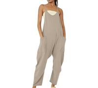 Tuta da donna UK Casual Senza Maniche Scollo a V Jersey Tutine Vestibilità Larga Gamba Larga Tutine Pantaloni Harem Full Length Tinta Unita Tutine Tute Serbatoio Sciolto Tute, GY1., M