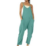 Tuta da donna UK Casual Senza Maniche Scollo a V Jersey Tutine Vestibilità Larga Gamba Larga Tutine Pantaloni Harem Full Length Tinta Unita Tutine Tute Serbatoio Sciolto Tute, B, XXL