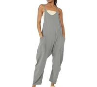 Tuta da donna UK Casual Senza Maniche Scollo a V Jersey Tutine Vestibilità Larga Gamba Larga Tutine Pantaloni Harem Full Length Tinta Unita Tutine Tute Serbatoio Sciolto Tute, GY2., L
