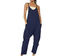 Tuta da donna UK Casual Senza Maniche Scollo a V Jersey Tutine Vestibilità Larga Gamba Larga Tutine Pantaloni Harem Full Length Tinta Unita Tutine Tute Serbatoio Sciolto Tute, Bu2, S