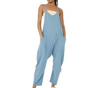 Tuta da donna UK Casual Senza Maniche Scollo a V Jersey Tutine Vestibilità Larga Gamba Larga Tutine Pantaloni Harem Full Length Tinta Unita Tutine Tute Serbatoio Sciolto Tute, BU1., 5XL