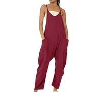 Tuta da donna UK Casual Senza Maniche Scollo a V Jersey Tutine Vestibilità Larga Gamba Larga Tutine Pantaloni Harem Full Length Tinta Unita Tutine Tute Serbatoio Sciolto Tute, RD2., 3XL