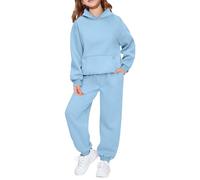 Tuta da ginnastica per bambini, set completo da 2 pezzi, per ragazzi e ragazze, outfit oversize, felpa con cappuccio a maniche lunghe e pantaloni della tuta larghi da jogging, abbigliamento sportivo