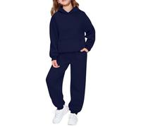 Tuta da ginnastica per bambini, set completo da 2 pezzi, per ragazzi e ragazze, oversize, a maniche lunghe, con cappuccio, pantaloni larghi e pantaloni da jogging per la scuola, Marina Militare, 13-14