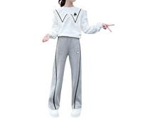Tuta da ginnastica per bambini Set da 2 pezzi con stampa a cuore Set Activewear a maniche lunghe felpa e pantaloni con tasche alla moda primavera inverno comodo scuola casual jogging atletico pullover