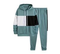 Tuta da ginnastica per bambini Sportiva Felpa Ragazzi 2 Pezzi Abbigliamento Set Jogging Maniche Lunghe e Pantaloni Tinta Unita Lunghi Sportivi Con Cappuccio