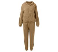 Tuta da jogging da donna, con cappuccio, a maniche lunghe, top + pantaloni, tuta sportiva, 2 pezzi, autunno-inverno, felpa e pantaloni da jogging, per il tempo libero, per la casa, a maniche lunghe