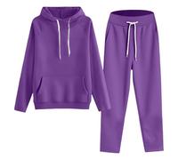 Tuta da jogging da donna, elegante a maniche lunghe, tuta sportiva da donna, casual, con cappuccio e pantaloni da jogging, 2 pezzi, per sport all'aria aperta, calda, per il tempo libero, per la casa