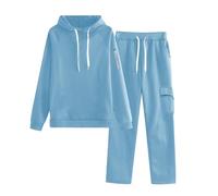 Tuta da jogging da donna, elegante a maniche lunghe, tuta sportiva da donna, casual, con cappuccio e pantaloni da jogging, 2 pezzi, per sport all'aria aperta, calda, per il tempo libero, per la casa