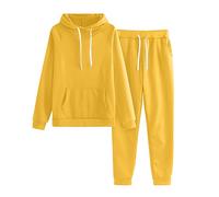 Tuta da jogging da donna, elegante a maniche lunghe, tuta sportiva da donna, casual, con cappuccio e pantaloni da jogging, 2 pezzi, per sport all'aria aperta, calda, per il tempo libero, per la casa