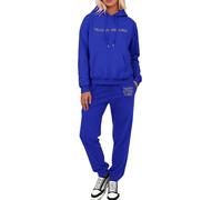 Tuta da jogging da donna, in pile, in due pezzi, con stampa JESUS LOVES YOU, 2 pezzi, tuta da jogging con cappuccio e pantaloni da jogging, in cotone, per il tempo libero, #285, S